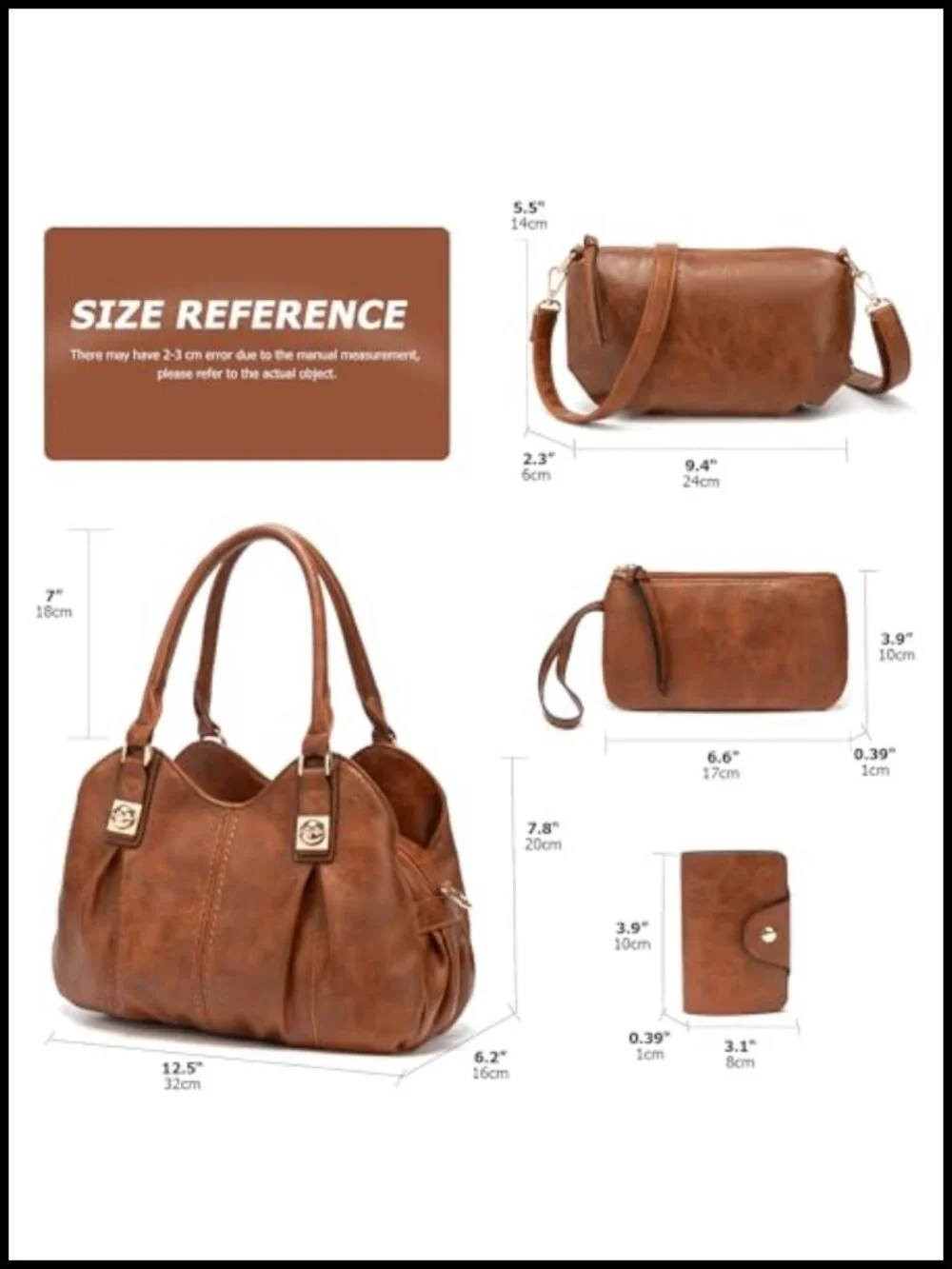 PU Leather Retro Tote Handbag Set - 4-in-1 with Crossbody, Clutch & Wallet